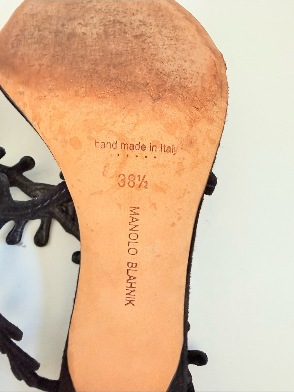 Vintage Manolo Blahnik Black Suede Coral Branch Heels 38.5 Rare Y2K Archival - Picture 8 of 9